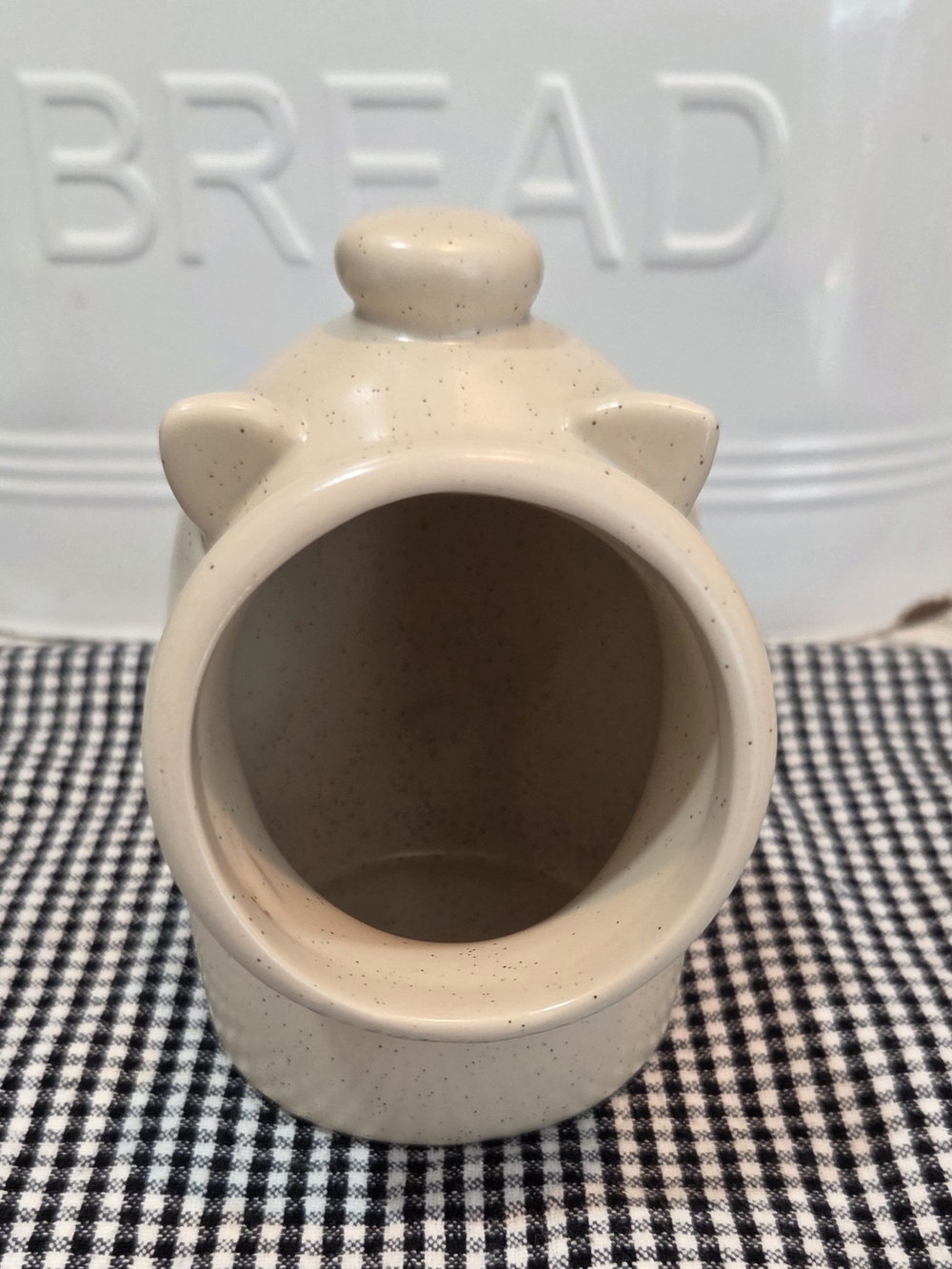 Small Ceramic Salt Pig Cream Color w Specks Kitchen Counter Salt Holder Whimsy